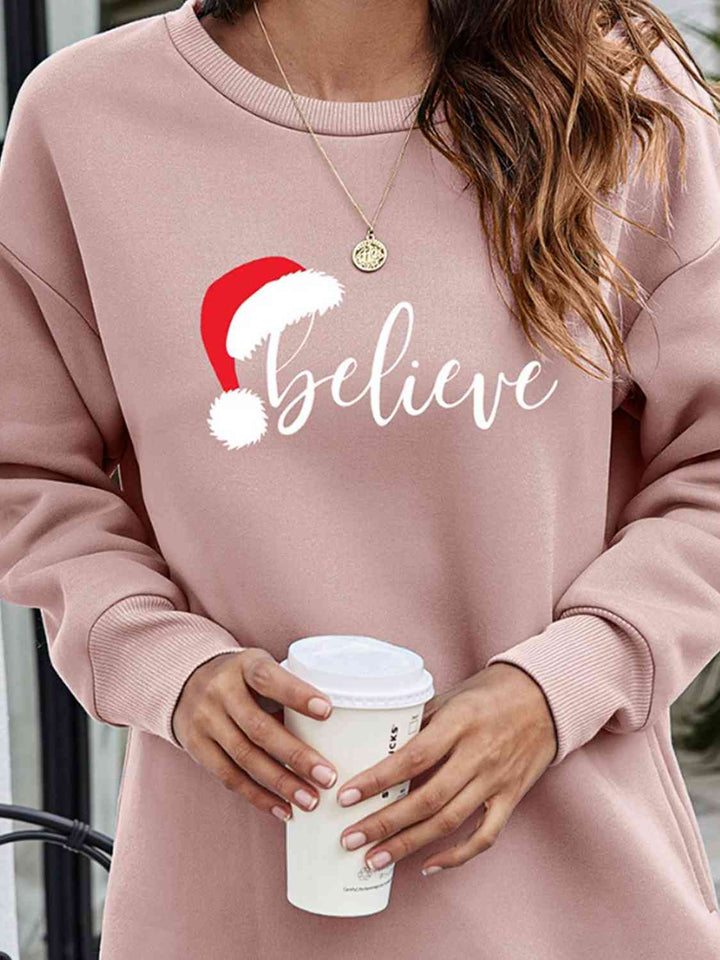 BELIEVE Graphic Tunic Sweatshirt |1mrk.com