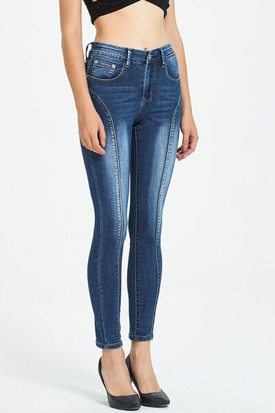 Side Stripe Cropped Skinny Jeans | 1mrk.com