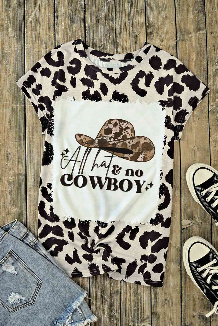 Round Neck Short Sleeve Printed ALL HATS NO COWBOY Graphic Tee | 1mrk.com