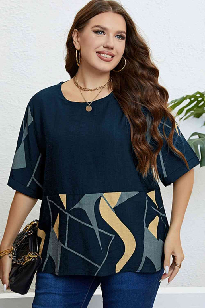 Plus Size Printed Half Sleeve Top | 1mrk.com