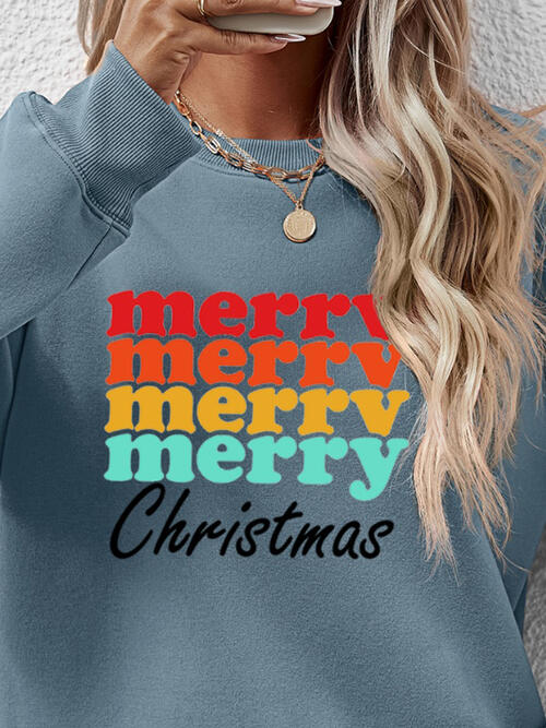 MERRY CHRISTMAS Graphic Long Sleeve Sweatshirt |1mrk.com