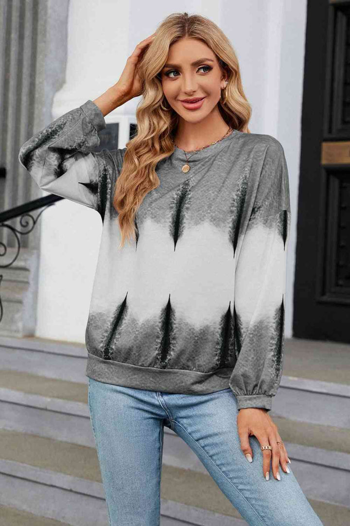 Gradient Round Neck Long Sleeve Sweatshirt |1mrk.com