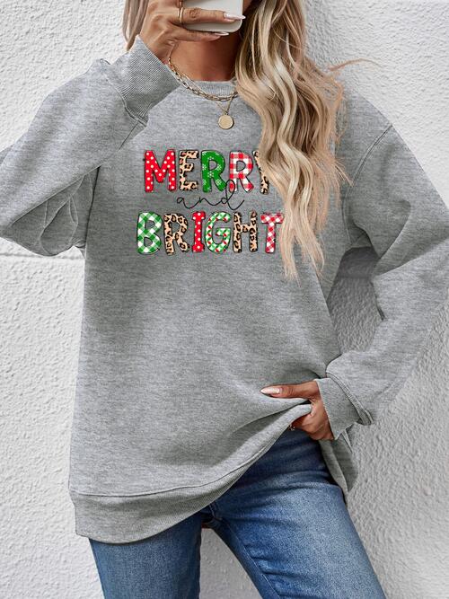 MERRY AND BRIGHT Round Neck Sweatshirt |1mrk.com