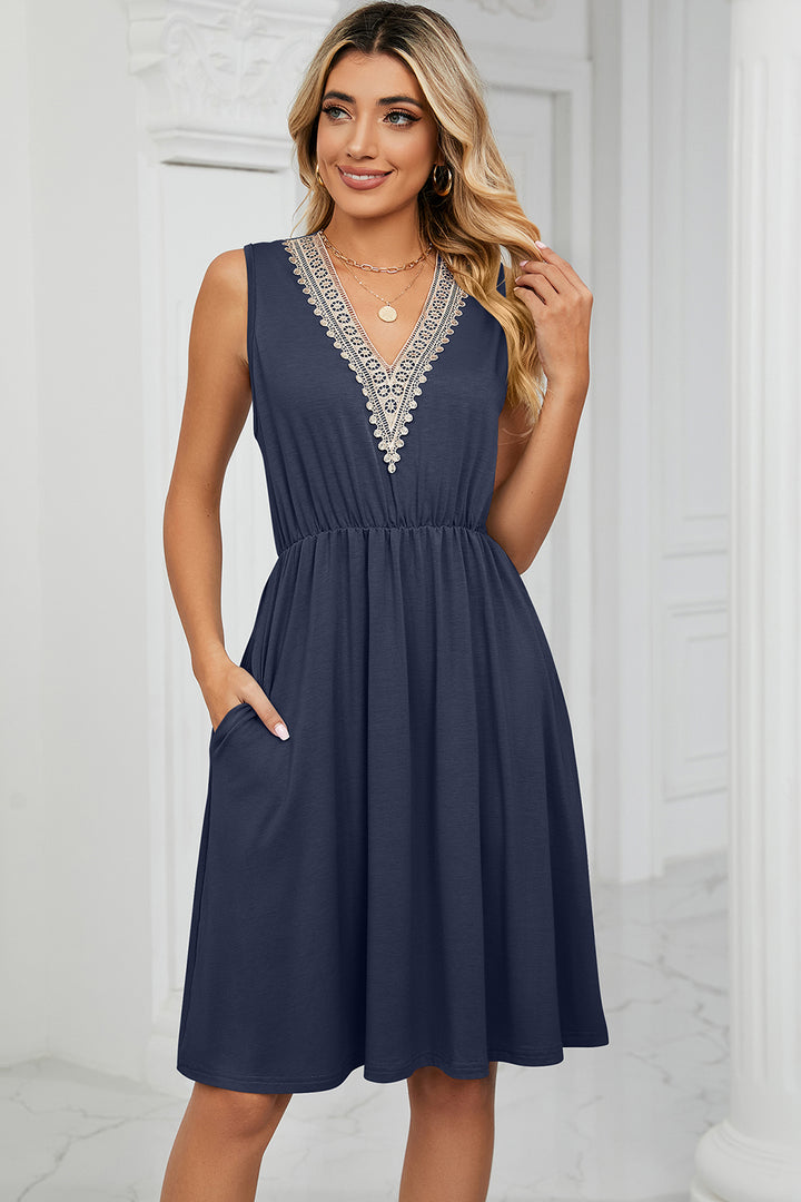 Pocketed V-Neck Wide Strap Dress | Trendsi