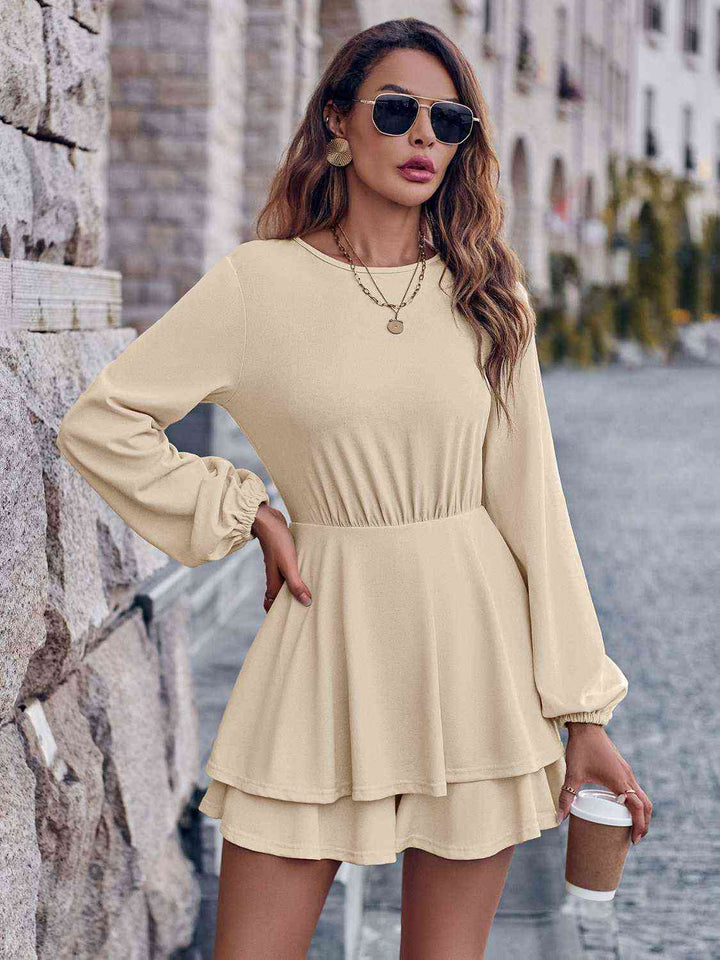 Round Neck Layered Mini Dress |1mrk.com