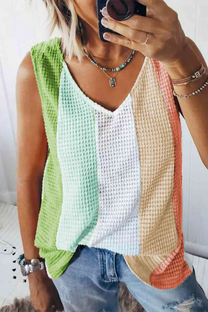 Color Block V-Neck Tank Top | 1mrk.com