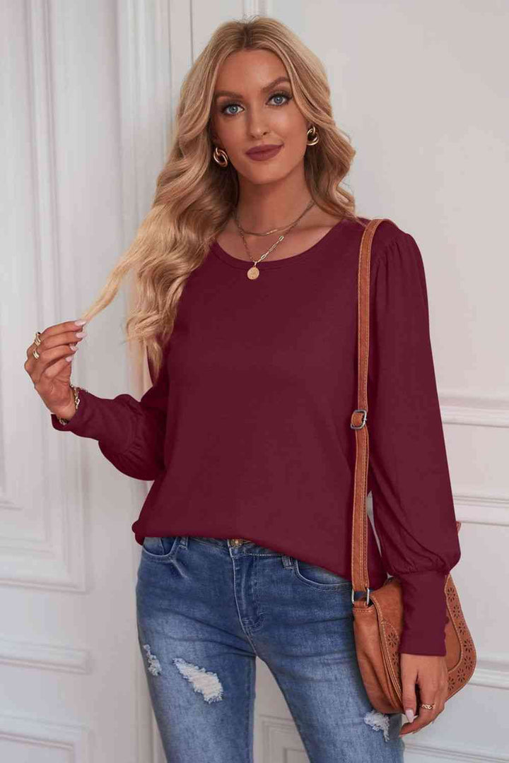 Round Neck Puff Sleeve T-Shirt | 1mrk.com