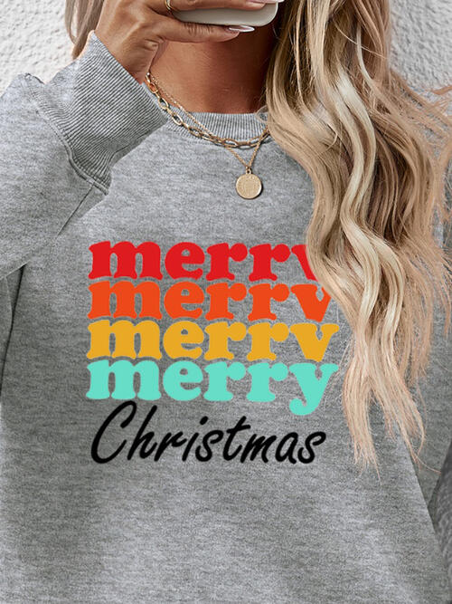 MERRY CHRISTMAS Graphic Long Sleeve Sweatshirt |1mrk.com