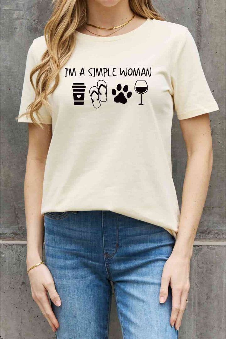 Simply Love Full Size I'M A  SIMPLE WOMAN Graphic Cotton Tee | 1mrk.com