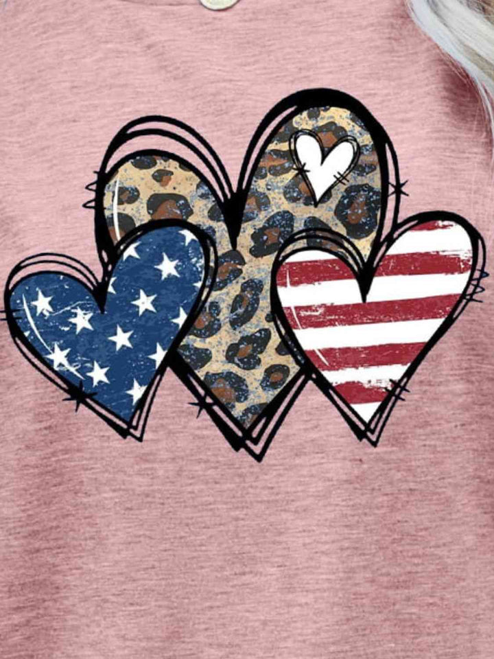 US Flag Leopard Heart Graphic Tee | 1mrk.com