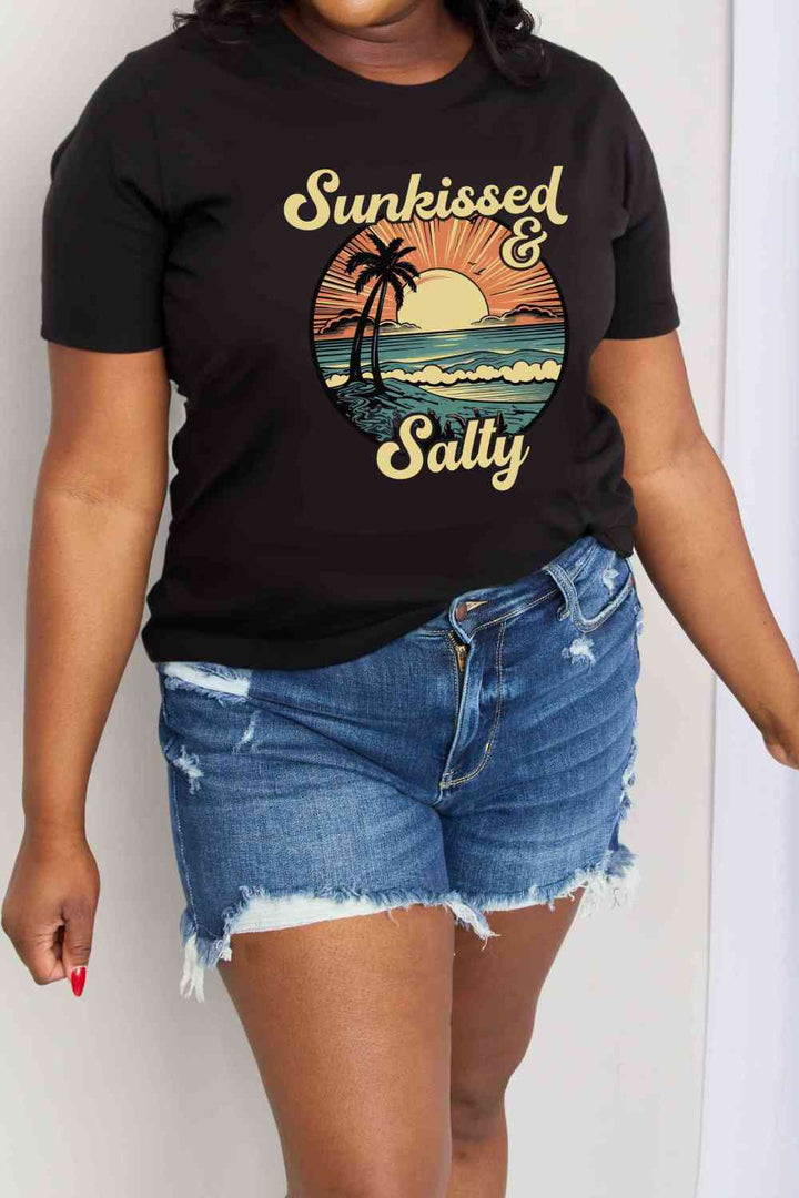 Simply Love Full Size SUNKISSED & SALTY Graphic Cotton T-Shirt | 1mrk.com