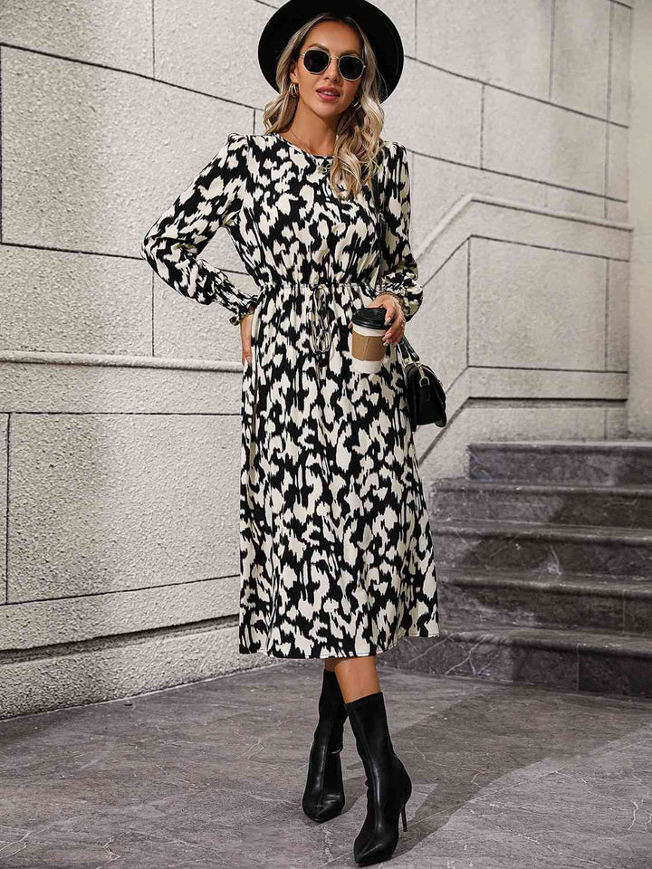 Leopard Long Sleeve Midi Dress |1mrk.com