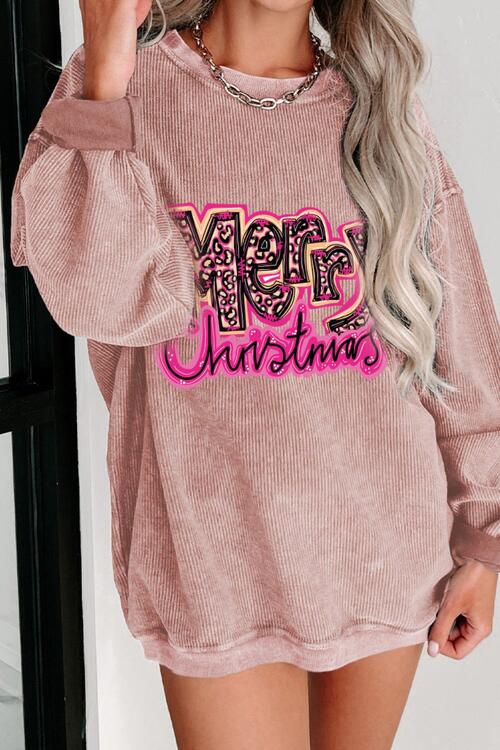 MERRY CHRISTMAS Round Neck Long Sleeve Sweatshirt |1mrk.com