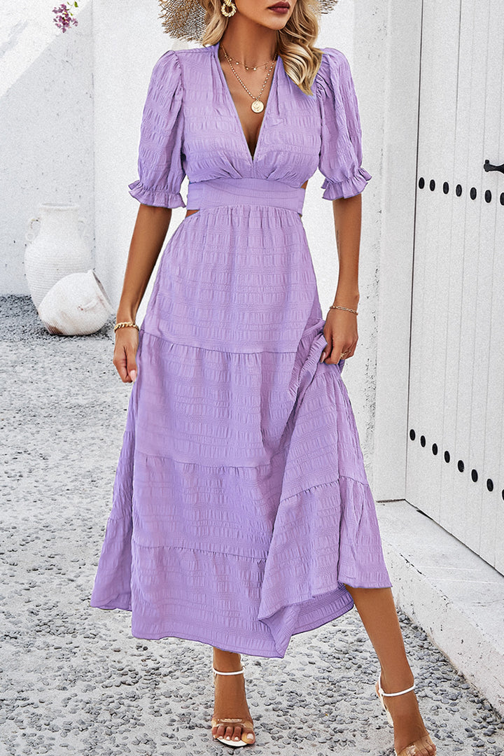 Tie Back Short Sleeve Tiered Dress | Trendsi