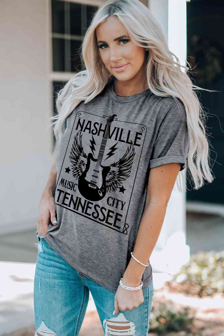 NASHVILLE TENNESSEE Cuffed Round-Neck Tee | 1mrk.com