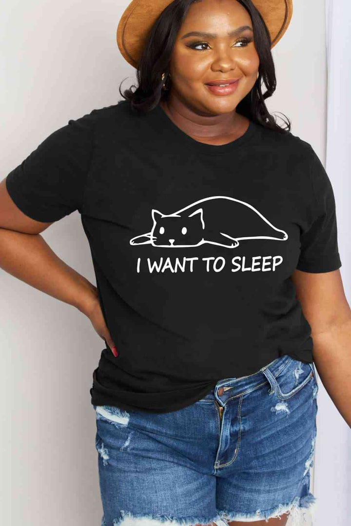 Simply Love Full Size I WANT TO SLEEP Graphic Cotton Tee | 1mrk.com