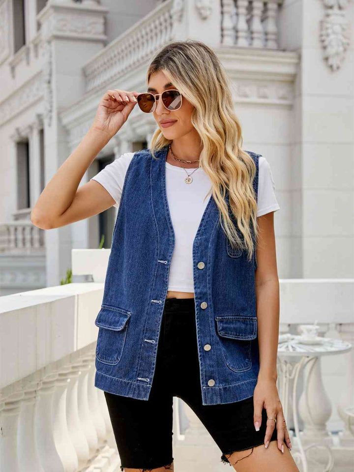 Button Down Denim Vest | 1mrk.com