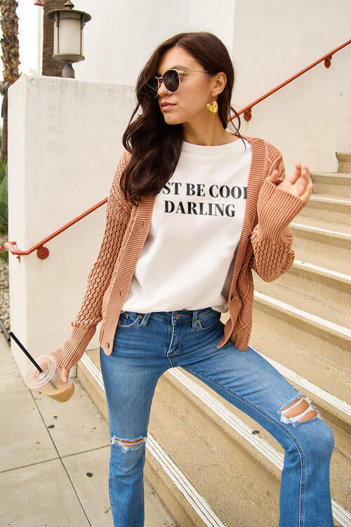 Simply Love Full Size JUST BE COOL DARLING Short Sleeve T-Shirt | 1mrk.com