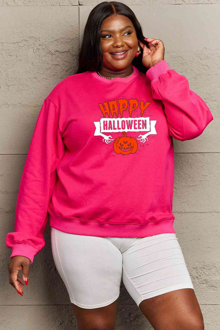 Simply Love Full Size HAPPY HALLOWEEN Graphic Sweatshirt |1mrk.com