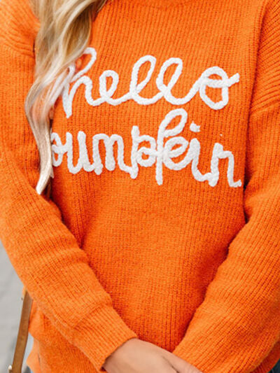 Full Size HELLO PUMPKIN Dropped Shoulder Sweater |1mrk.com