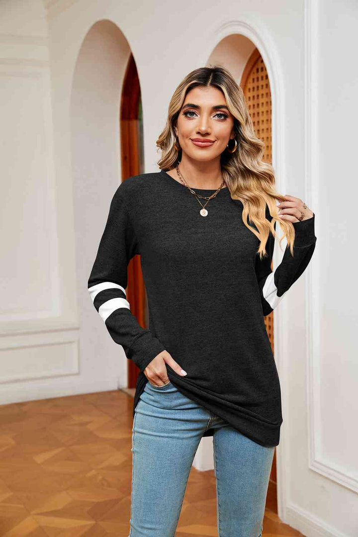 Round Neck Long Sleeve Top | 1mrk.com