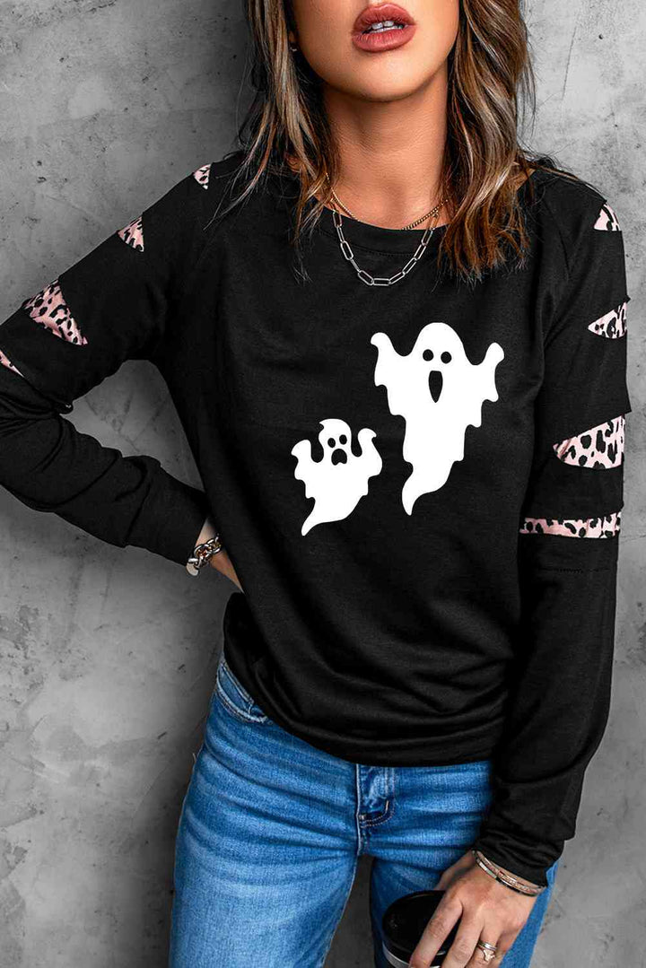 Ghost Graphic Round Neck Sweatshirt |1mrk.com