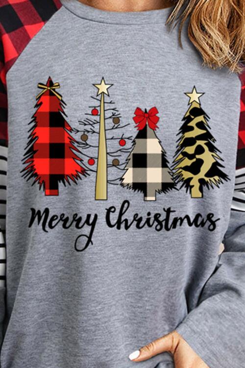 MERRY CHRISTMAS  Graphic Round Neck Long Sleeve T-Shirt | 1mrk.com