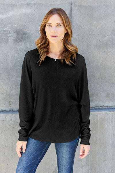 Double Take Full Size Round Neck Long Sleeve T-Shirt | 1mrk.com