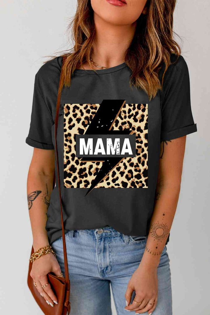 MAMA Leopard Lightning Graphic Tee Shirt | 1mrk.com