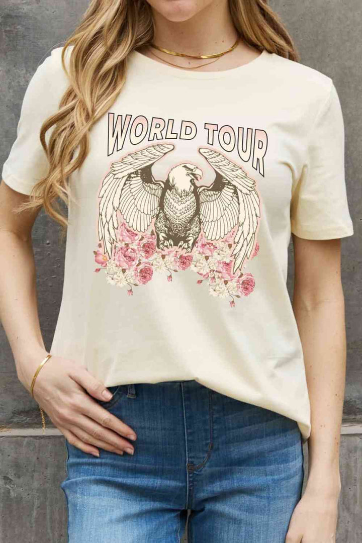 Simply Love Full Size WORLD TOUR Eagle Graphic Cotton Tee | 1mrk.com