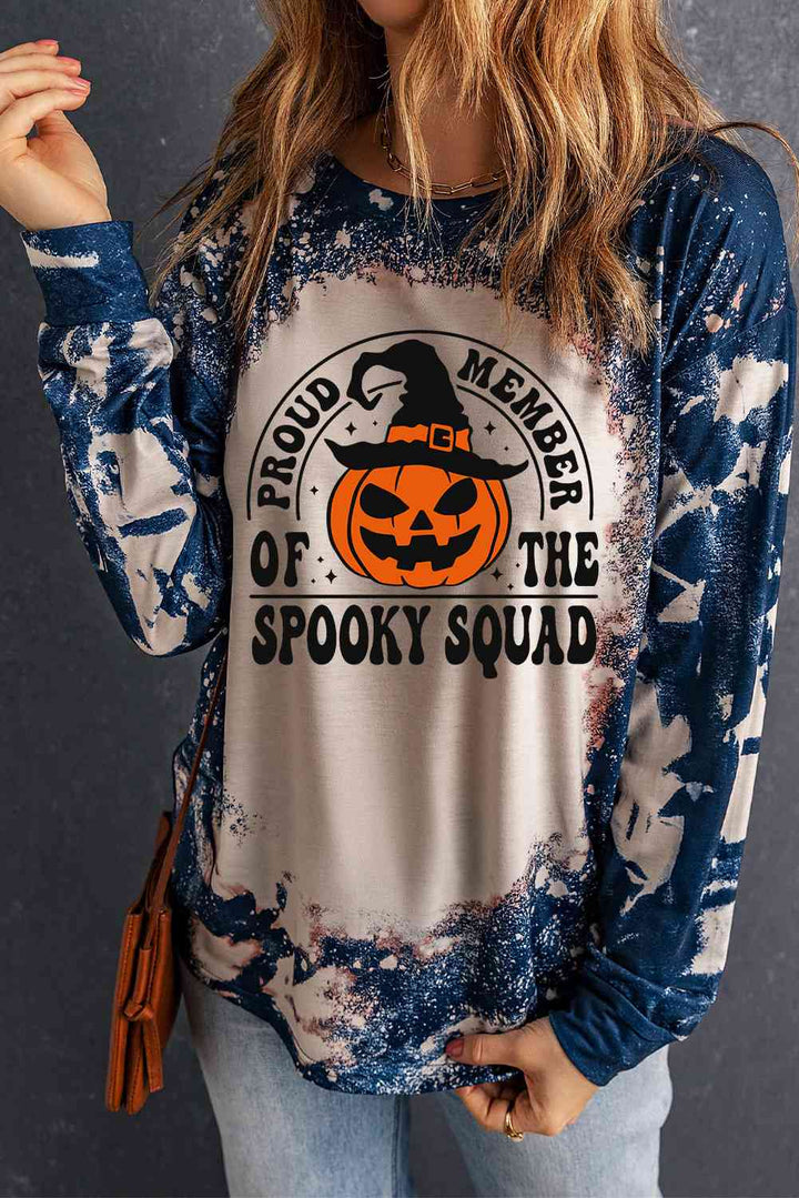 Round Neck PROUD MEMBER OF THE SPOOKY SQUAD Graphic Sweatshirt |1mrk.com