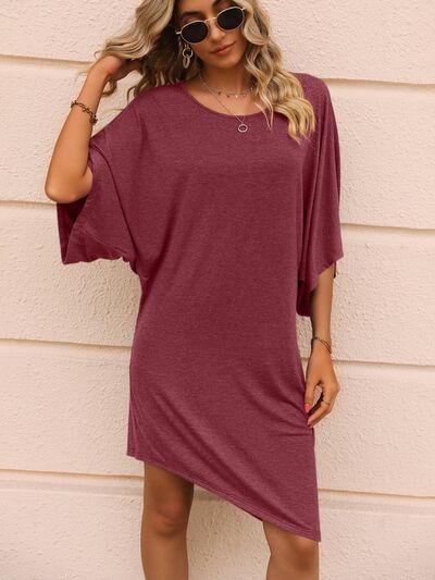 Round Neck Three-Quarter Sleeve Tee Dress | Trendsi