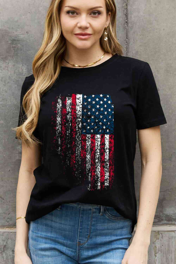 Simply Love Full Size US Flag Graphic Cotton Tee | 1mrk.com