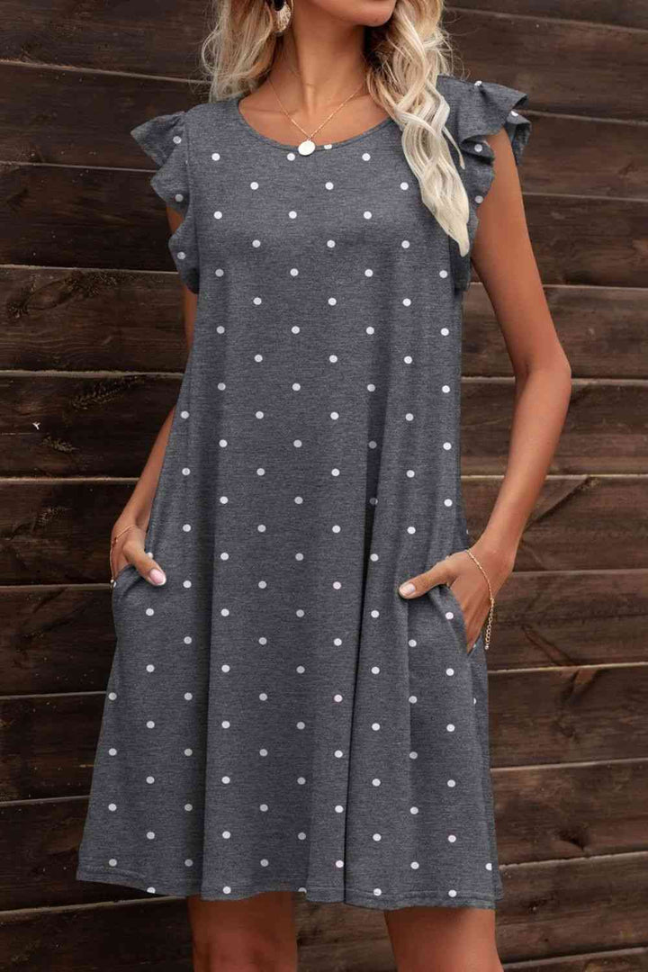 Butterfly Sleeve Round Neck Dress |1mrk.com