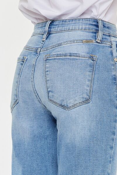 Kancan High Waist Raw Hem Straight Jeans |1mrk.com