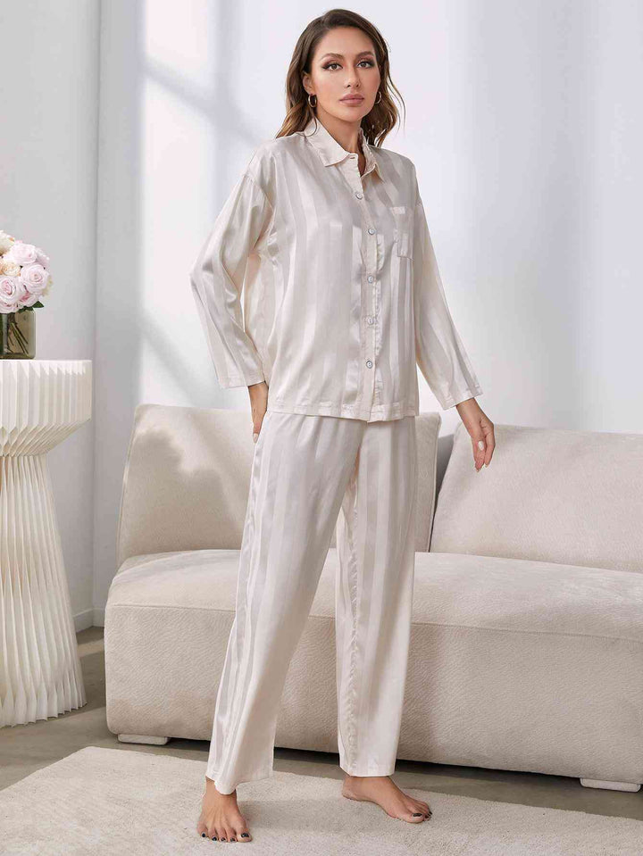 Button-Up Shirt and Pants Pajama Set | 1mrk.com