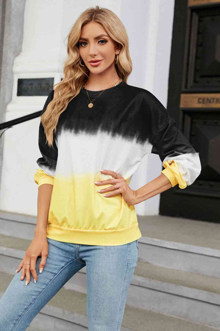 Gradient Round Neck Long Sleeve Sweatshirt |1mrk.com