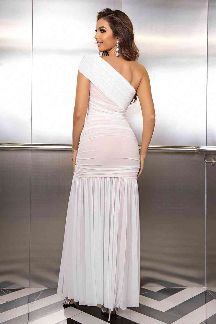 Maxi Dress One-Shoulder Ruched | 1mrk.com
