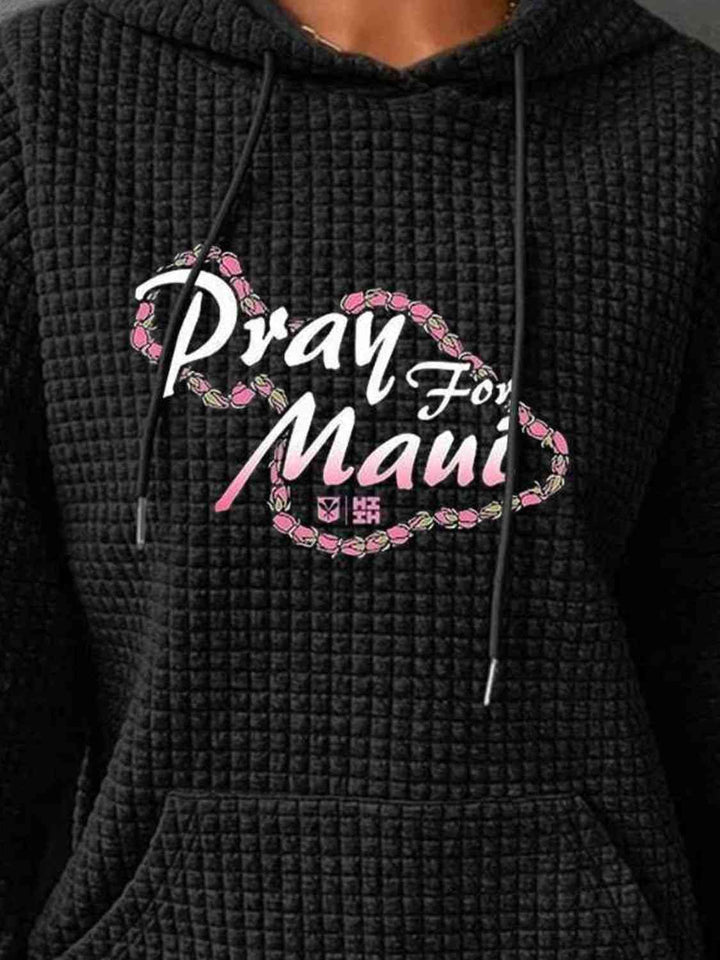 Full Size PRAY FOR MAUI Graphic  Drawstring Long Sleeve Hoodies |1mrk.com