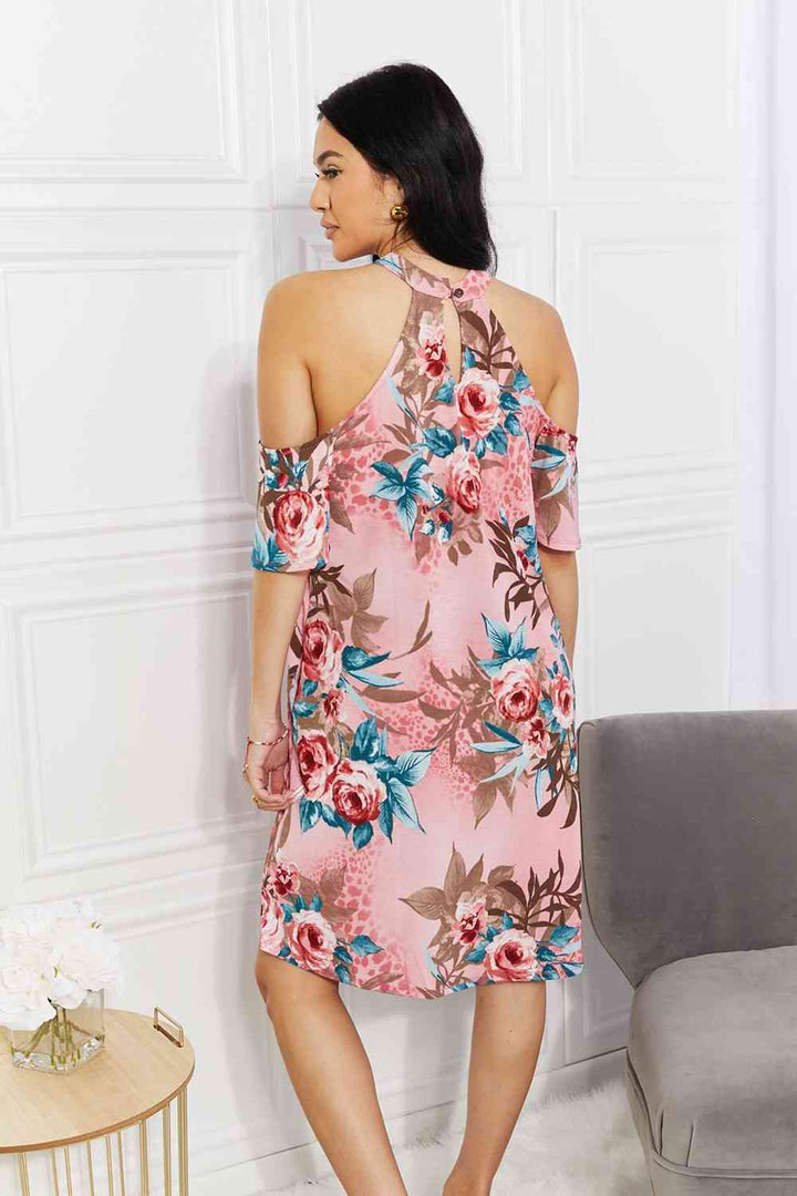 Sew In Love Full Size Fresh-Cut Flowers Cold-Shoulder Dress | 1mrk.com