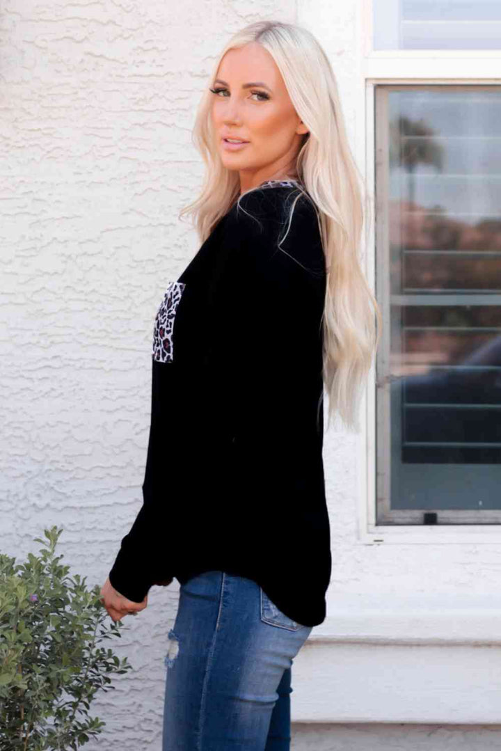 Leopard Contrast Long Sleeve Tee | 1mrk.com