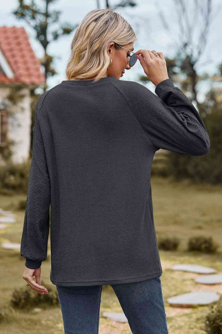 Round Neck Raglan Sleeve Sweatshirt |1mrk.com