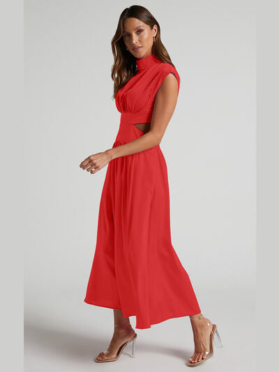 Cutout Mock Neck Sleeveless Dress |1mrk.com