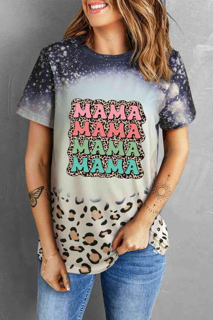 Printed MAMA Graphic Round Neck Tee | 1mrk.com