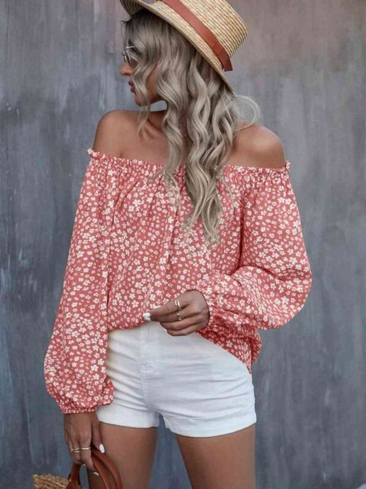 Off-Shoulder Long Sleeve Blouse | 1mrk.com