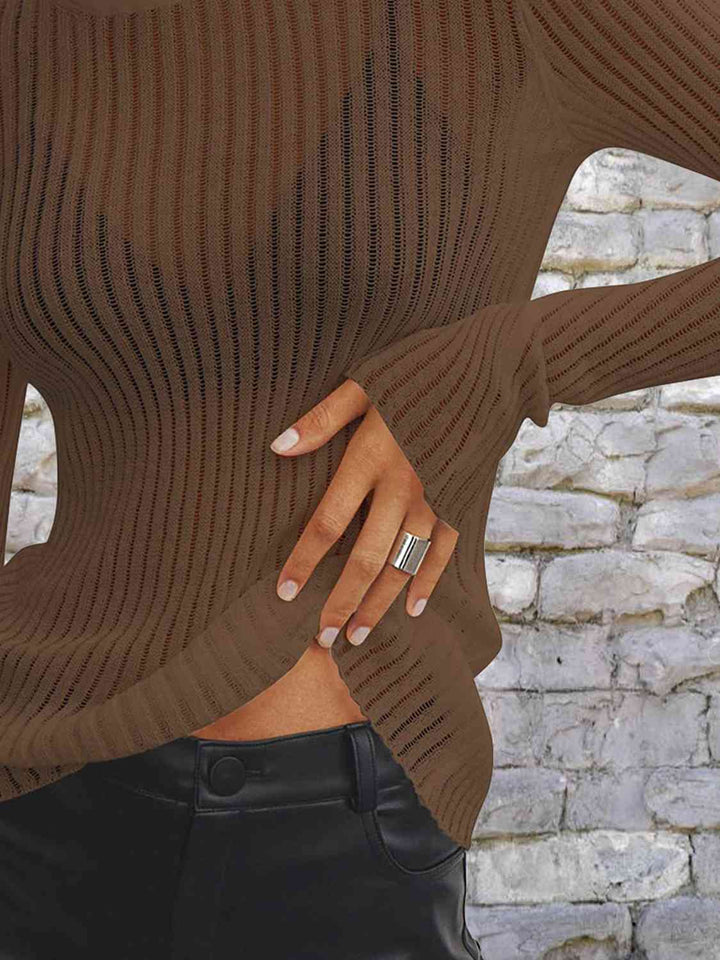 Round Neck Ribbed Knit Top | 1mrk.com