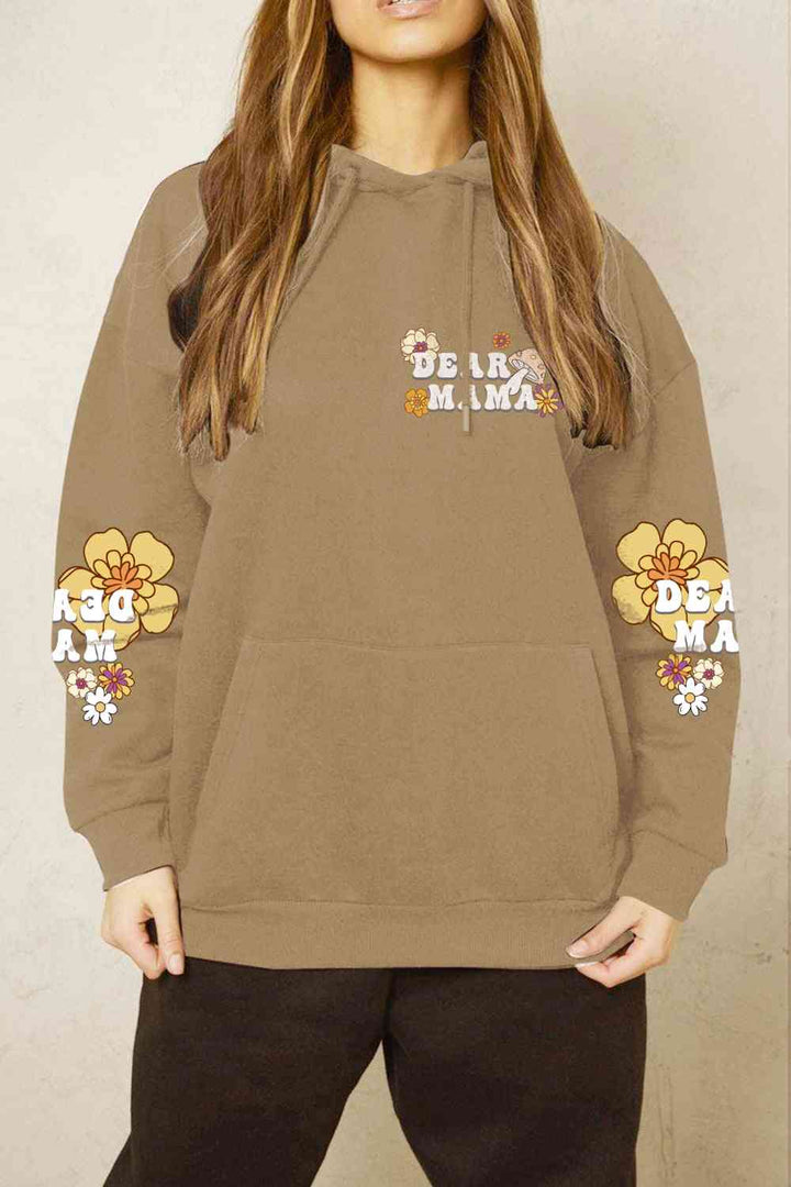 Simply Love Simply Love Full Size DEAR MAMA Flower Graphic Hoodie | 1mrk.com