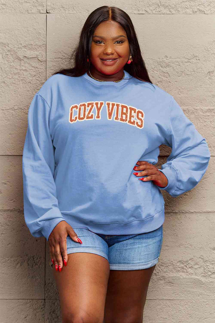 Simply Love Full Size COZY VIBES Graphic Sweatshirt |1mrk.com