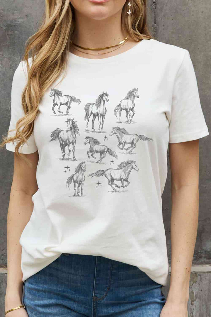 Simply Love Horse Graphic Cotton T-Shirt | 1mrk.com