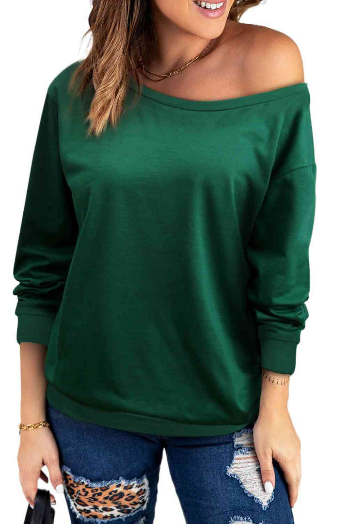 Boat Neck Long Sleeve Sweatshirt |1mrk.com